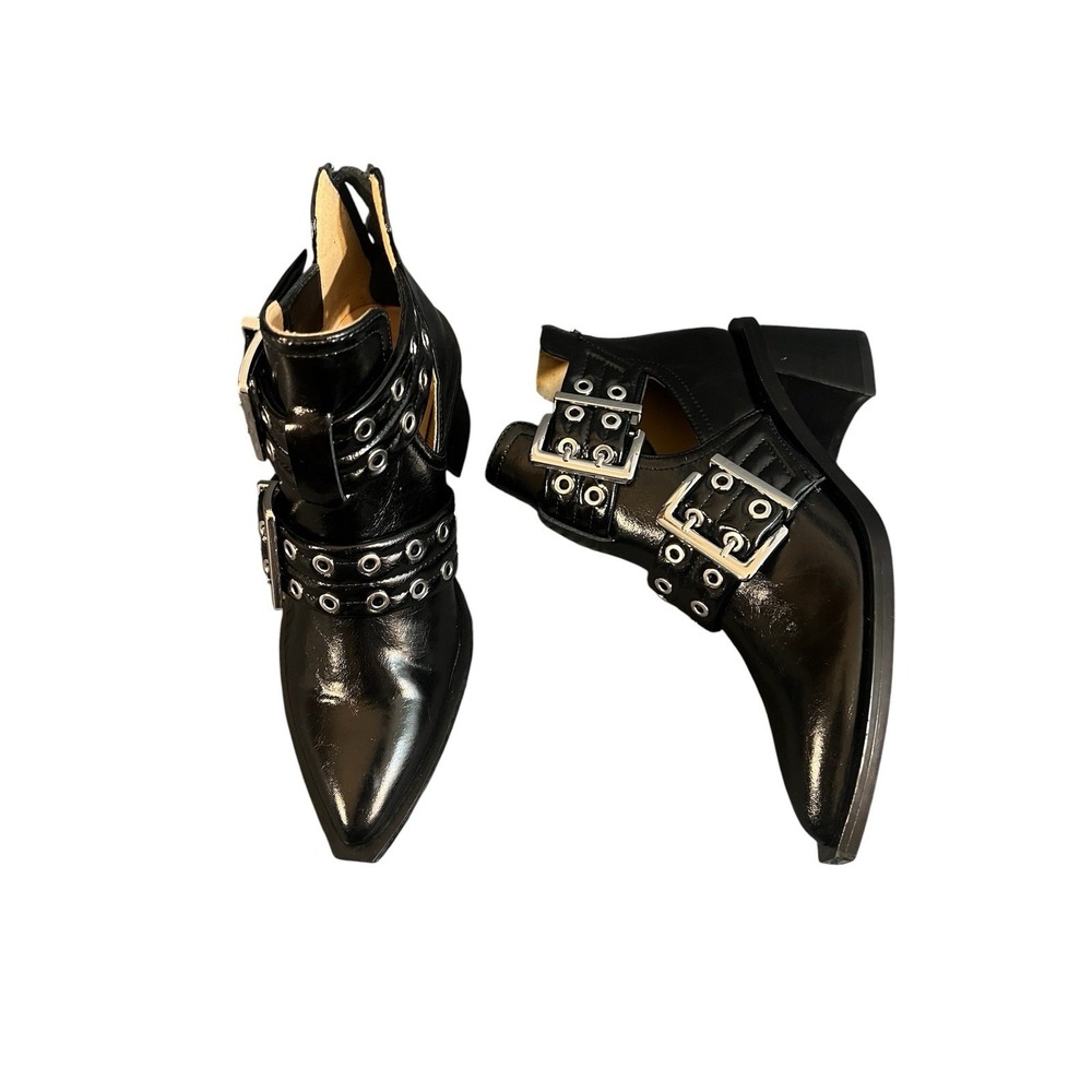 Steve Madden Women's Size 5.5 Black Grazia Moto Bootie Heels